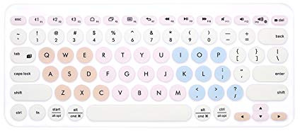 MMDW English Silicone Keyboard Cover Compatible for Logitech K380 Multi-Device Bluetooth Keyboard,Cream