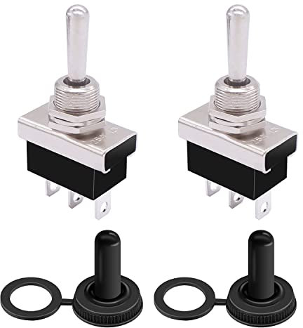 Weideer - Interruttore a levetta momentaneo, 12 V, 25 A, SPDT (ON)/OFF/(ON), 3 pin, 3 posizioni, con copertura impermeabile per auto KN3D-123