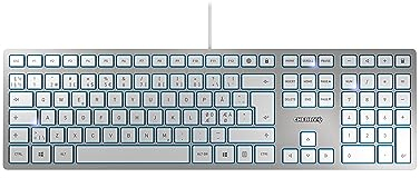 CHERRY KC 6000 SLIM, Tastiera di design Ultrapiatta, Layout per i Paesi Nordici (QWERTY), Con Filo (Porta USB-A), Tasti Silenziosi, Scritte a lunga Durata, Argento
