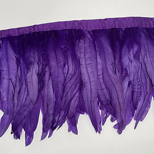 Sowder Rooster Hackle Feather Fringe Trim 8-10inch in Width for DIY Sewing Craft Decoration Pack of 1 Yard (Purple)