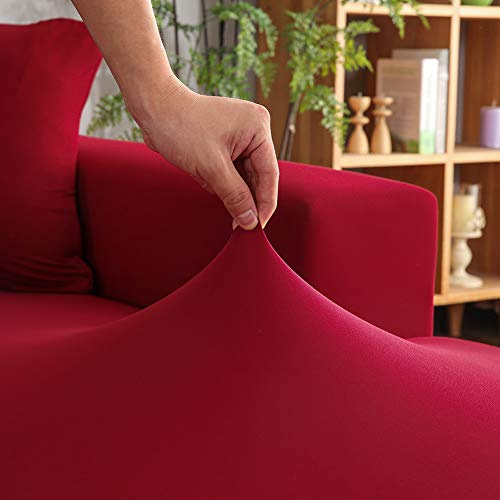 Ejoyous L-Form Sofabezug Couchbezug, 3+2 Sitzer Ecke Elastische Sofa Überzieher Ecksofabezug Universelle L-Förmige Sofa Bezug Sofaüberwürfe Stretch Abwaschbar, für Wohnzimmer Schlafzimmer(Burgund)