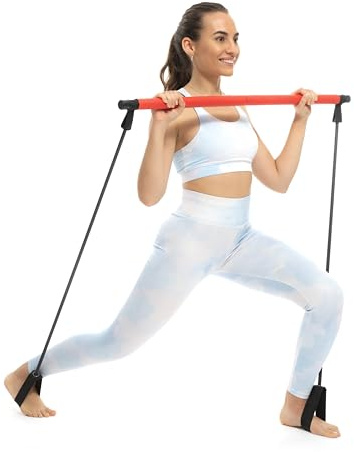 InnovaGoods® Fitnessstange mit elastischen Bändern und Übungsführer Resibar, stärkt die Muskeln und verbessert die Flexibilität, kompaktes und leichtes Design, ideal für das Fitnessstudio.