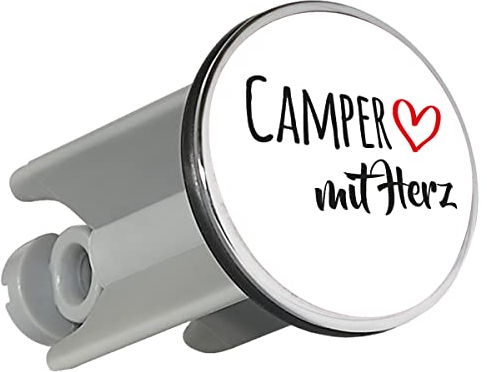 Huuraa Waschbeckenstöpsel Camper mit Herz Geschenk 4cm für Waschbecken Abflussstopfen Camper Geschenkidee