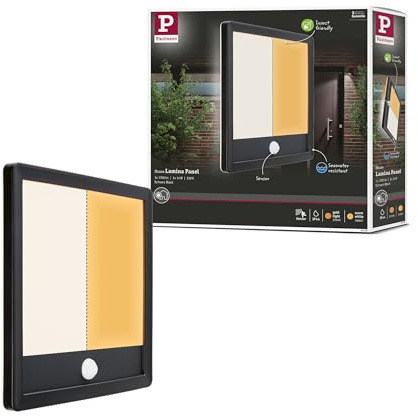 Paulmann 94709 LED Außenleuchte Lamina Sensor IP44 eckig 250x250mm 2200-3000K 14W 920lm 230V Schwarz Kunststoff Tunable Warm