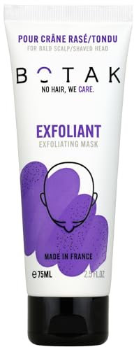 BOTAK Exfoliante suave y limpiador para la cabeza calva/afeitada/esquilada | 99% de origen natural, vegano francés, absorbe el exceso de sebo y reduce las espinillas | Regula el pH