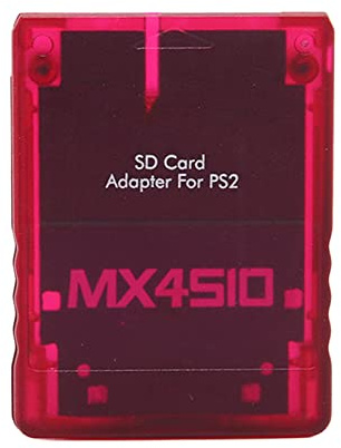VBESTLIFE SD-kortadapter för PS2, MX4SIO SIO2SD Minneskortadapter Ersättning för PS2 FAT-konsol (Transparent Röd)