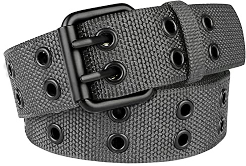 Drizzte Männer Gürtel Übergröße Stoffgürtel Herren Nietengürtel Grau 110cm