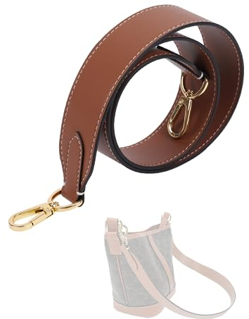 DGAZ Vachetta-Leder Schulterriemen, Ersatz Taschengurt für Celine Triomphe Canvas Tashcen mit Geschenkbox (Caramel, Breite 3,8cm, Länge 90cm, Weiße Nähte)