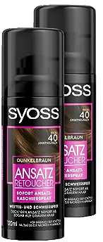 Syoss Ansatz Retoucher Dunkelbraun (120 ml), semi-permanente Ansatzfarbe für 7 Tage ohne Ansatz, Haarfarbe für schnelle und einfache Ansatzbehandlung, 2x 120 ml