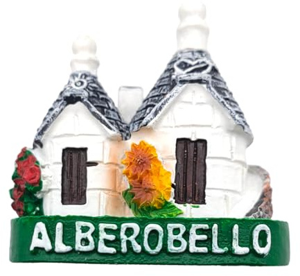 Leddy Living Imán 3D para nevera vintage Ciudad de Alberobello Bandera de Italia, imán para nevera Trullo, decoración para pizarra magnética, hogar y cocina, oficina
