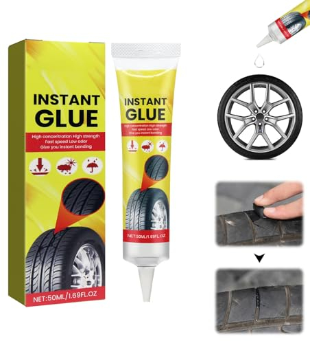 HASAIKA® Reifenreparatur Kleber, Reifen Reparaturset Kfz, Stark Haftender Reifenkleber, Allzweck-Autoreifen-Gummikleber zum Reparieren von Löchern und Rissen in Fahrrad-/Auto/Motorradreifen, 50ml
