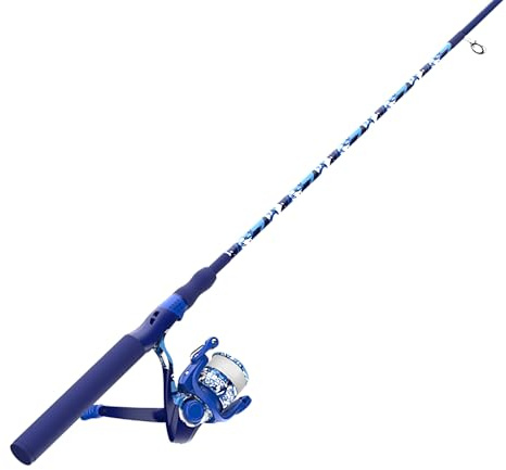 Zebco Splash Spinnrolle und Angelrute Combo, 1,8 m, 2-teilige Fiberglasrute, mittelleichte Leistung, Moderate Aktion, Größe 20 Rolle, Tidepool Blue