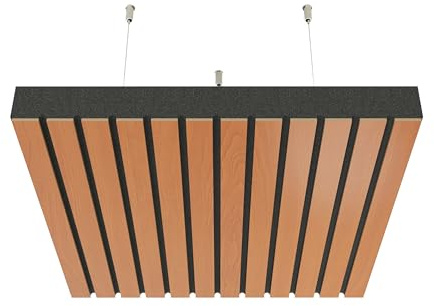 2er-Pack – Decken-Akustikpaneele mit Montageset | Abgehängtes Akustikpaneel mit Schallabsorption und Diffusion | Echoreduzierung | Akustikbehandlung | Farbe: [SLATO | Kirschbaum]