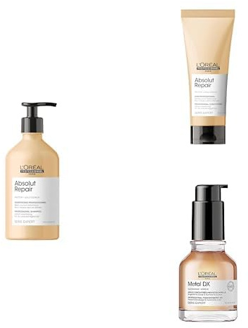 L'Oréal Professionnel Reparierendes XL-Pflegeduo für strapaziertes und trockenes Haar, Mit Quinoa, Serie Expert, Absolut Repair Shampoo 500ml & 10in1 Leave-in Öl