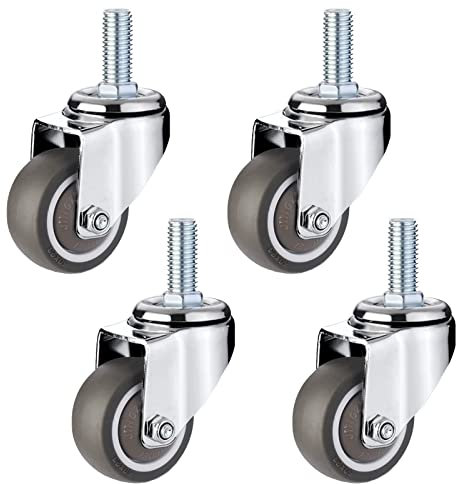 NNUSSHDEAS Lenkrollen Hochleistungs-Möbelrollen, Lenkrollen mit Gewindeschaft und metrischer Größe M12, gummierte Trolley-Lenkrollen for Einkaufswagen, Industrieanlagen, 4er-Pack(Universal,Ø50mm)