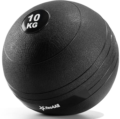 Yes4All JAPR Slam Balls 10 kg, Black, Medicine Ball Sand Filled No Bounce Exercise Ball, Suitable for Workout and Strength Training