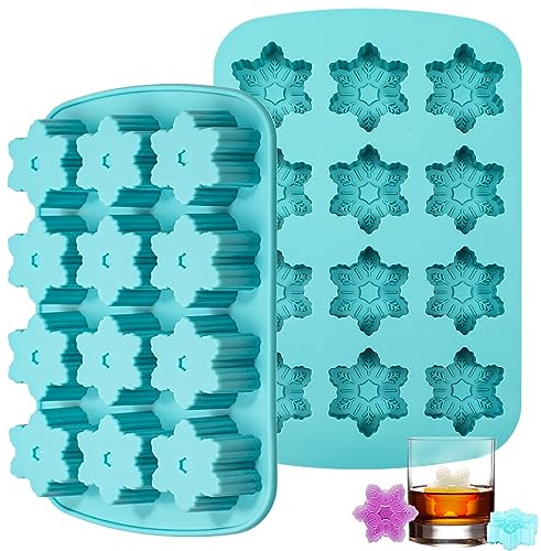 Kamehame Schneeflocken Eiswürfelform Silikon 2 Stück Silikonform Weihnachten Pralinenform Weihnachten Schneeflocken Form für Eiswürfel Schokolade Süßigkeiten