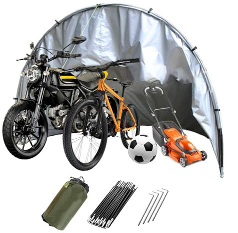YSMSMZJK Fahrradgarage Halbkugelförmig Fahrradgarage Wetterfest mit Doppeltüren für 5-7 Fahrräder Gartenhütte Fahrrad Garage Outdoor