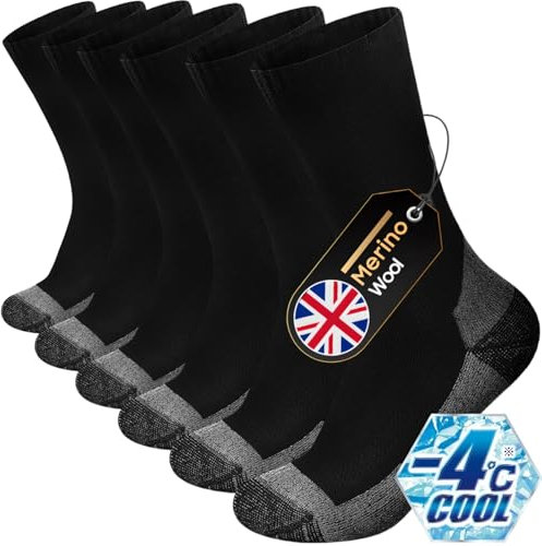 kaciixaa Merino Wool Socks for Men and Women Warm Thick Cozy Boot Thermal Socks Winter Work Soft Sports Running Sneaker Socks(Black,6-8)