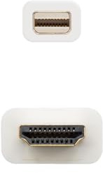 Blendend Câble convertisseur Mini DP/M vers HDMI/M, 2 m, blanc, idéal pour connecter des appareils tels que des ordinateurs portables à des écrans ou des projecteurs.