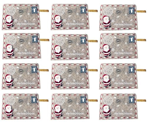 12 x Geschenktaschen Filz für Geldgeschenke für Weihnachten 21 x 23 cm - Geschenktaschen Filz für Geldgeschenke + kleine Geschenke - Geldgeschenkverpackung - Geschenktüte (12 x)
