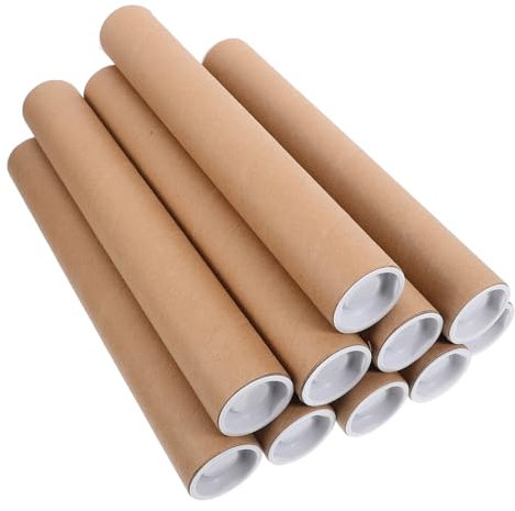 SHOWERORO 10stücke Kraftpapier Versandröhren Mit Kappen Stabile Posterröhren Für Aufbewahrung Und Transport Von Kunstwerken Plänen Dokumenten Wiederverwendbare Mailing-tubes