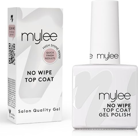 Mylee Top Coat Senza Dispersione per Smalto Gel Semipermanente 10ml - UV/LED Nail Art Manicure Pedicure, Lunga Durata, per Uso Professionale e Domestico, Vegan & Cruelty Free