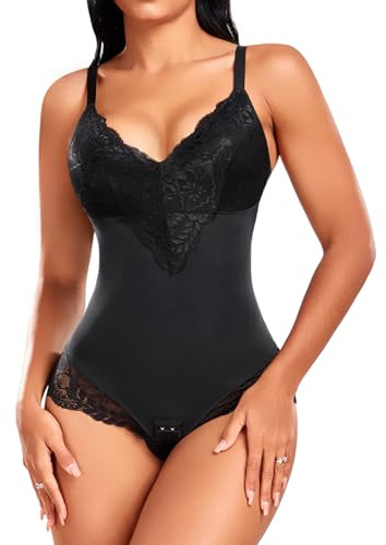 PASUDA Body Moldeador Mujer Faja Reductora Body Shapewear de Control de Abdomen Escote V Bodysuit Moldeador Reductor Colombianas Posparto Invisible Shapewear