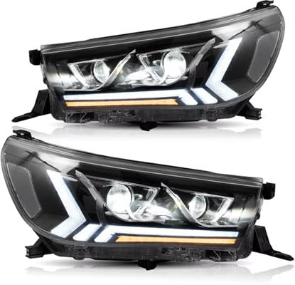 Faro Delantero Para Toyota para HILUX para REVO 2021 para DRL señal de giro frontal completa linterna LED para cabeza lente Led faros de coche Juego De Faros Delanteros(LED lens)