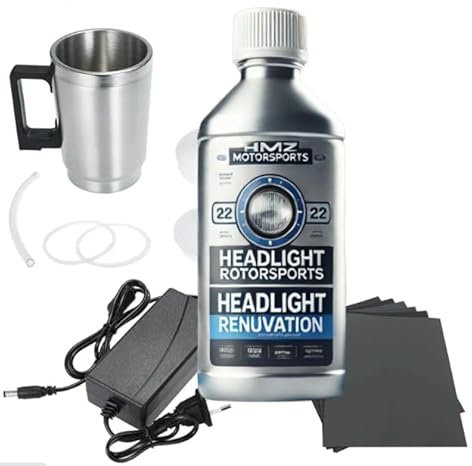 Kit di Ripristino Fari HMZ: Liquido di Riparazione, Strumento di Lucidatura, Kit Completo per Eliminare Ingiallimento, Sfocatura e Crepe Fari di Auto. (Kit di riparazione Completo)