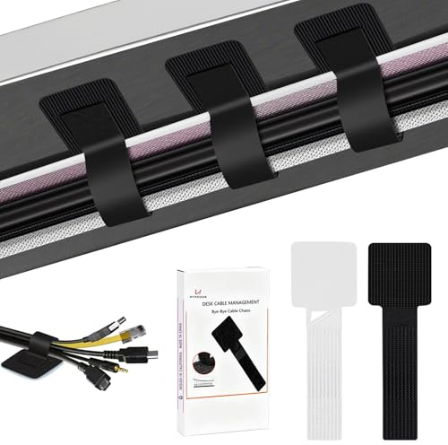 48Pcs Upgraded Under Desk Cable Ties - Self Adhesive Sticky Back Hook and Loop Straps, Wire Cord Management Organizers for Home Office