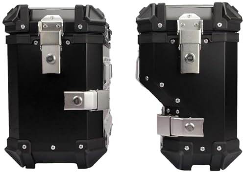 Seitenkoffer Motorrad 35 L Aluminium Koffer Mit Sicherheitsschloss Motorrad Heckbox Top-case Motorrad Für Helmgepäck Mit Diamant-Lederfutter Motorrad-seitenkoffer(Schwarz)