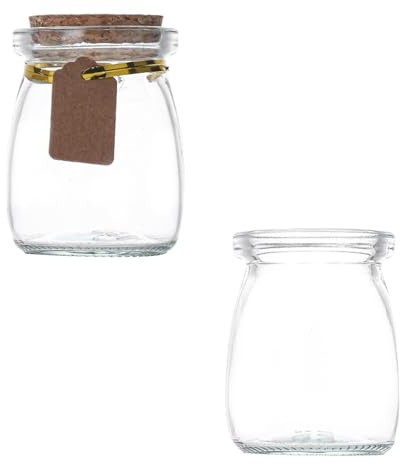 Gläser 100ml mit Korkdeckel,20 Pack Kleine Glas Geschenk Glasflaschen, Small Glass Favor Jars Bottles mit Etikett,Hanfseil & Abdeckung,Pudding Gläser für Joghurt Pudding Hochzeitsgeschenke