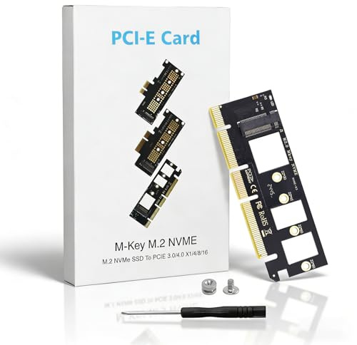 Duttek M.2 NVME to PCIe 3.0/4.0 X16 Adapter, NVME/AHCI SSD to PCIE Expansion Card, Supports PCI-Express X4 X8 X16 Slots, Supports The M.2 NVME Protocol
