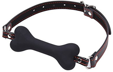 boca mordida bola gag esclavitud mascota hueso mordida PU correas de cuero BDSM restricciones juguetes sexuales (Black)