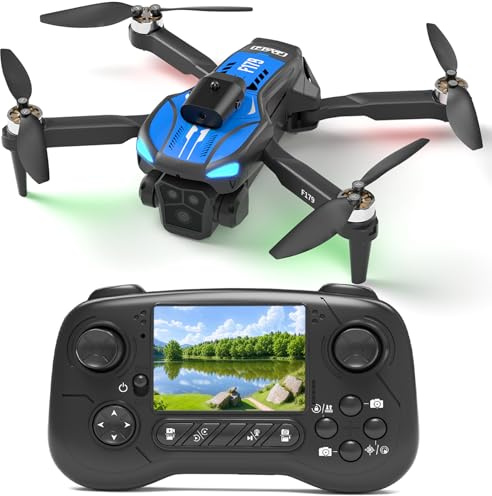F179 Drohne mit 1080P Kamera und 2,8'' LCD Bildschirm, Bürstenlosen Motoren, Hindernisvermeidung, WiFi-FPV, 3D-Flip, Elektrischem 90°-Objektiv, Faltbarer Drohne für Erwachsene/Anfänger