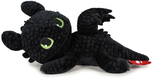 TA&MA Drachenzähmen leicht gemacht – schwarzer Nachtdrache inspiriert von Ohnezahn – Kuscheltier & Stofftier – Verschiedene Modelle & Größen – weiches Plüschtier für Kinder & Fans (Liegend 30 cm)
