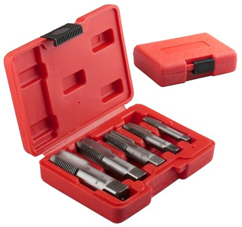 ZoZoMaiy 5 Stück NPT Rohrgewindebohrer Set, 3/10.2 cm, 1/5.1 cm, 3/20.3 cm, 1/10.2 cm, 1/20.3 cm NPT Gewindebohrer, HSS Hochgeschwindigkeitsstahl Gewindeschneider-Set für saubere genaue Gewinde, für
