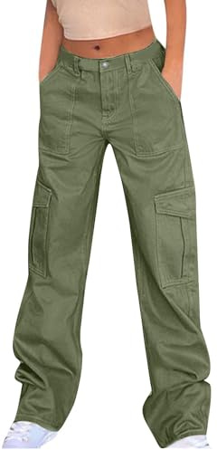 Generisch Pantalon cargo long pour femme - Résistant - Pantalon de randonnée large en coton - Pantalon de jogging léger - Pantalon de trekking - Séchage rapide - Avec plusieurs poches