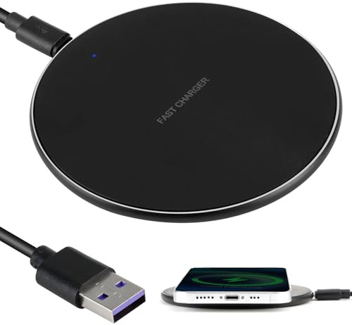 Cargador Inalámbrico de 20 W Estación de Carga Inalámbrica Qi Compatible con iPhone 12/13/14/15/16/Samsung Galaxy S25/S24/S23/S22/S21, Wireless Carga Rápida + Cable Tipo-C 1M