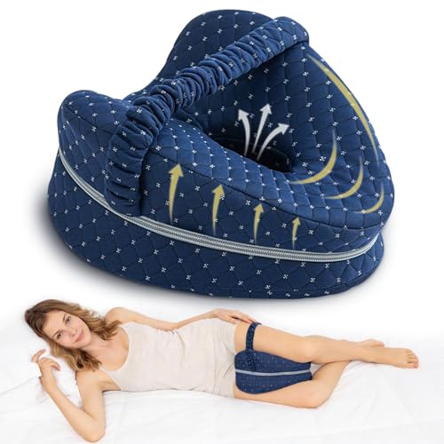NBOUOU Alignment Knee Pillow for Sleeping on Side, Leg Pillows Cushion for Sleeping with Removable, Relieves Back/Hip/Joint Pain with an Extra Replacement, Ergonomic Side Sleeper Knee Pillow