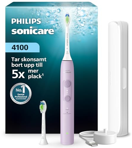 Philips Sonicare 4100 Series Electric Toothbrush - Sonic Toothbrush with Pressure Sensor, 4 Brushing Settings, EasyStart Feature, SmarTimer, 21-Day Runtime, Lush Lilac, Model HX4042/47, [New]