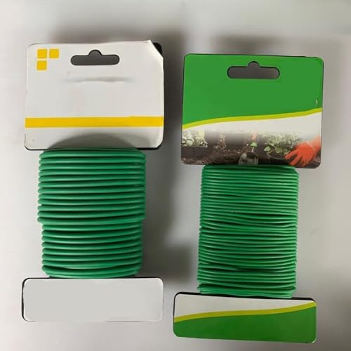 Lawnoval Green Plant Bundling Wire, 3.5mm x 20m and 2.5mm x 10m, Soft Rubber Coated Garden Wire for Roses, Vines, Tomatoes, 2 Rolls