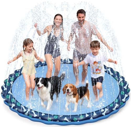 HaoVrisn Wasserspielzeug Kinder Outdoor, 200CM Wassersprinkler Kinder Outdoor, Hundepool, Splash Pad für Kind und Haustiere, Rutschfestem und Verdicktem PVC Boden (200CM)