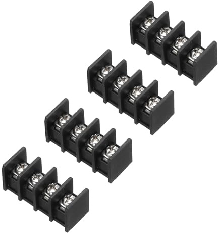 QUARKZMAN 4 Stück PCB-Klemmleiste 9.5mm 4-polig 300V 20A Schwarz | Zaunartige Leiterplatten-Klemmenblöcke Montage Anschlussklemmen