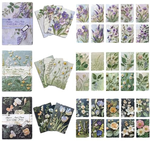 BSITSSS 69 Fogli Carta Scrapbooking Floral, Dipinti Olio Fiori Carta Decorativa, Decoupage Paper per Creazione Biglietti Diario Album Foto Regalo Fotografico Decorazione