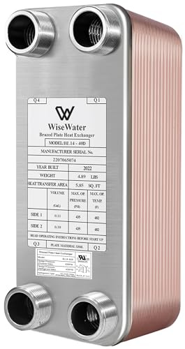 eingelötete Teller Wärmetauscher Kupfer/ss316l 7,6 x 20,3 cm 10–40 Teller 3/4 MPT-Helmschale Fußbodenheizung, Wasser Heizung, Schnee Schmelzen BL14-40D