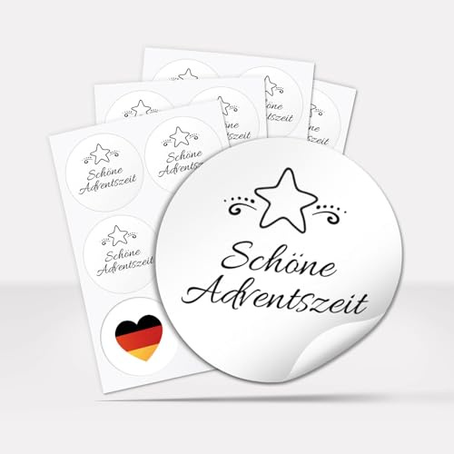 Weihnachtsaufkleber rund 4 cm - 48 Aufkleber Geschenkaufkleber Weihnachten (Motiv Edel) - selbstklebende Aufkleber Etiketten für Geschenke, Briefe, DIY, Einladungen, Produkte & Deko