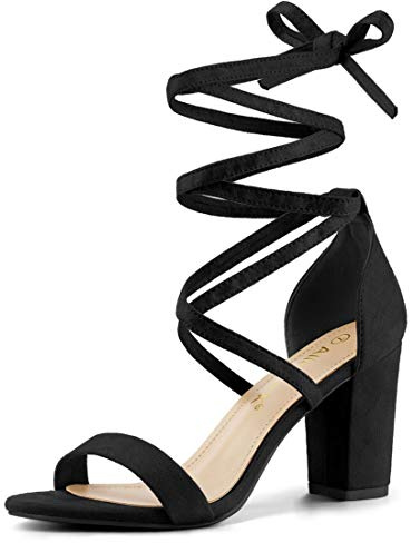 Allegra K Sandalen Zum SchnüRen Damen High Heels Schnürung Schwarz 39