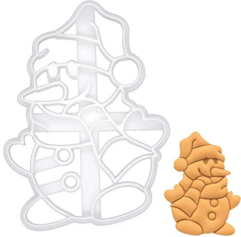 BAKERLOGY Snowman Cookie Cutter - Detailed Biscuit Cutter Design for Baking and Crafts, Ideal on Fondant, Dough, Clay
